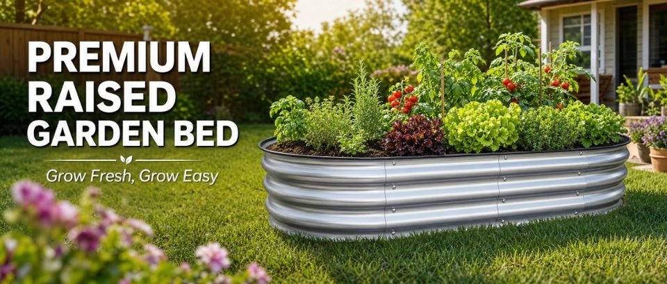 Oval galvanized steel raised garden bed for distributors, garden centers, and private-label programs