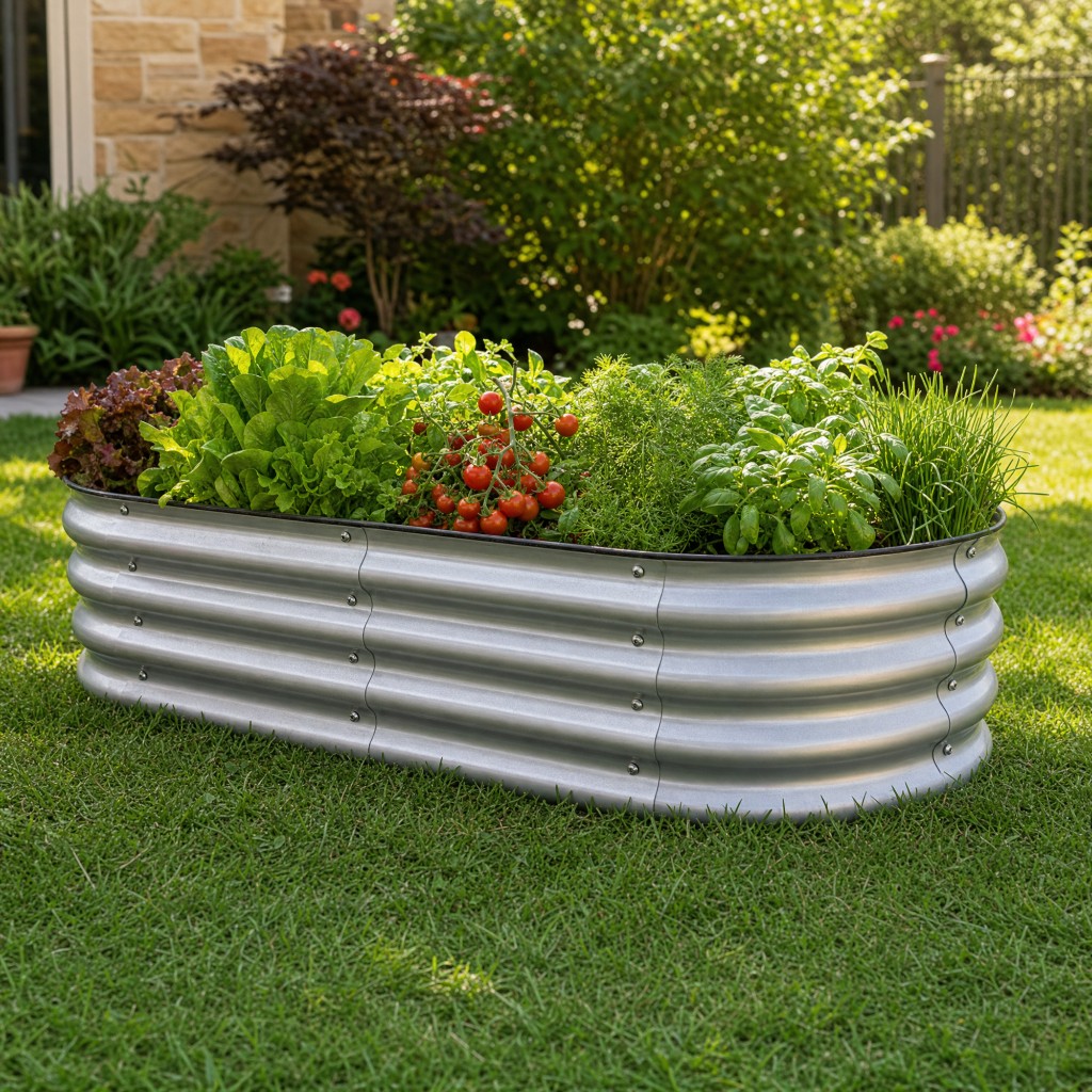 Galvanized raised garden bed for garden centers and outdoor landscaping programs