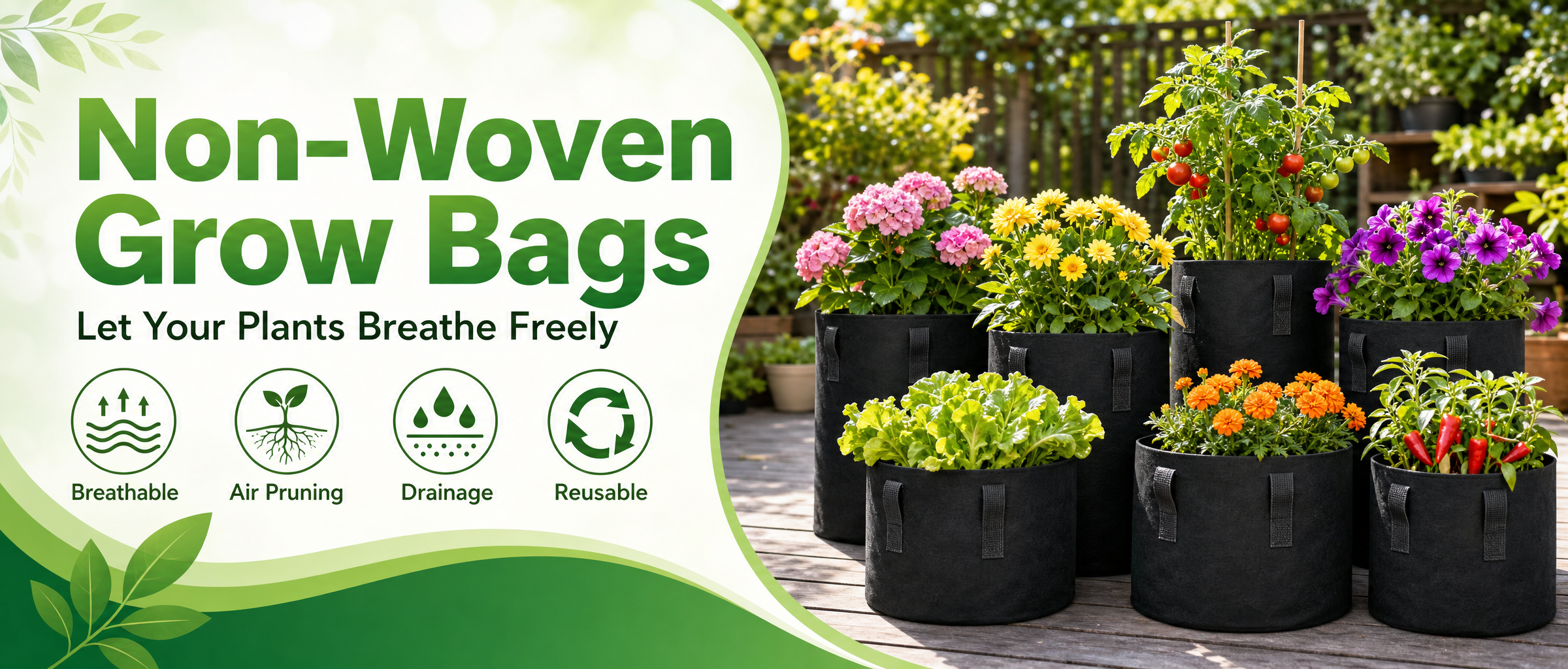Hero: wholesale non-woven grow bags for nursery propagation, transplant staging, and B2B horticulture supply