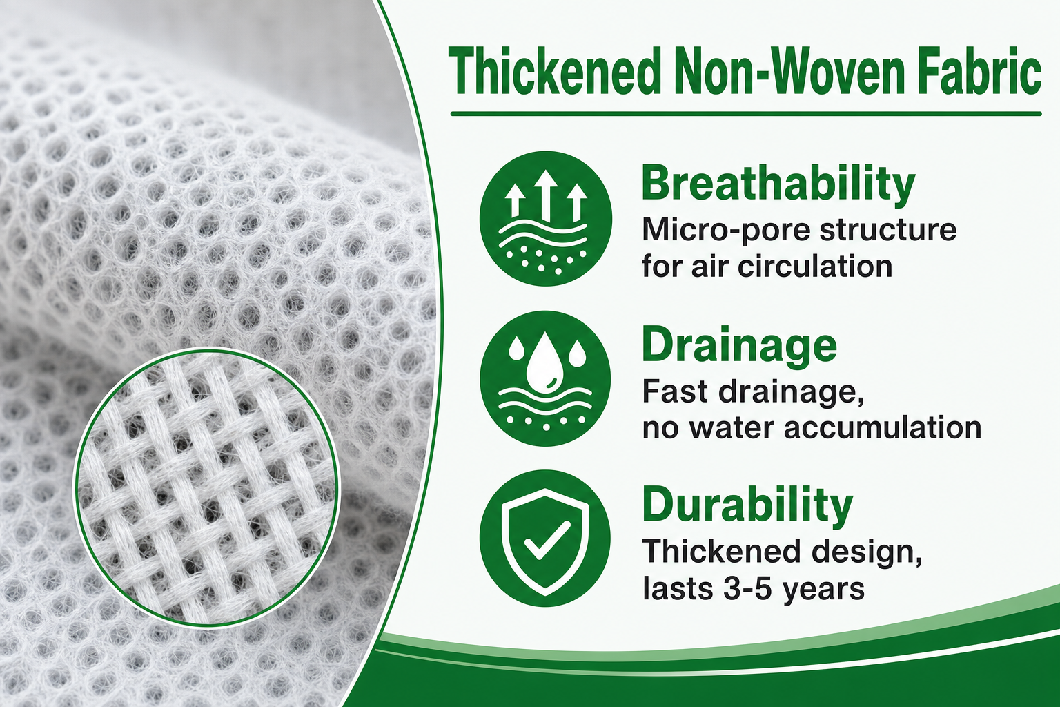 Non-woven material, seam, and structural details for engineering and procurement review